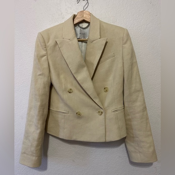 A.L.C. River Linen Double-Breasted Blazer - Size 2 - Picture 3 of 9